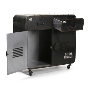 Zentique Anton Iron Cabinet — Compact W33 x H31.5 x D14, Durable Iron Storage with Minimalist Industrial Style, Versatile for Home PC039