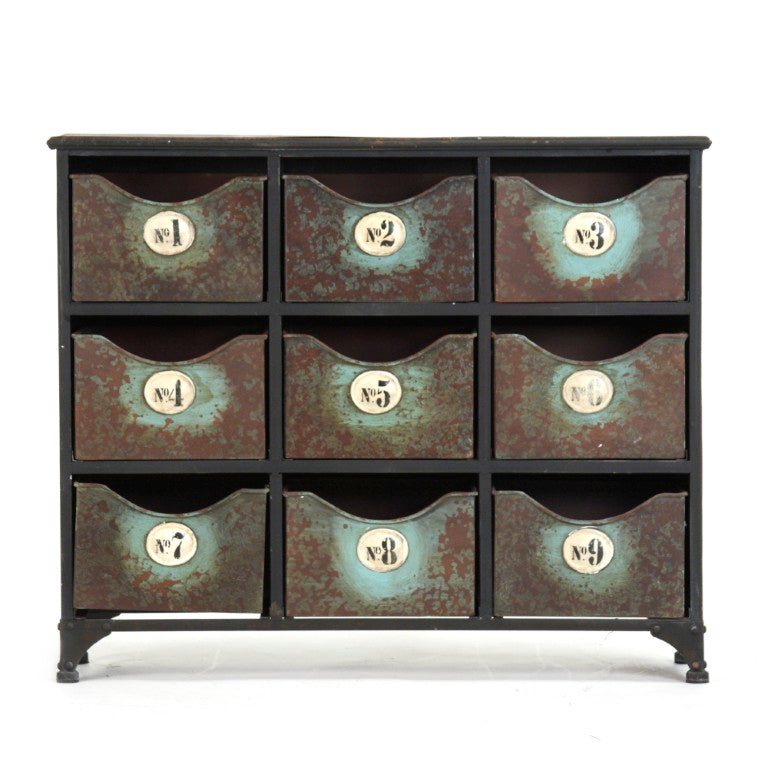 Zentique Iron Industrial Storage Cabinet — Slim 28.5"W x 23.5"H x 8"D Powder-Coated, Durable, Space-Saving Design PC042