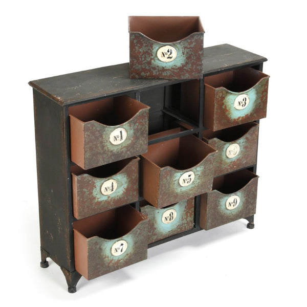 Zentique Iron Industrial Storage Cabinet — Slim 28.5"W x 23.5"H x 8"D Powder-Coated, Durable, Space-Saving Design PC042