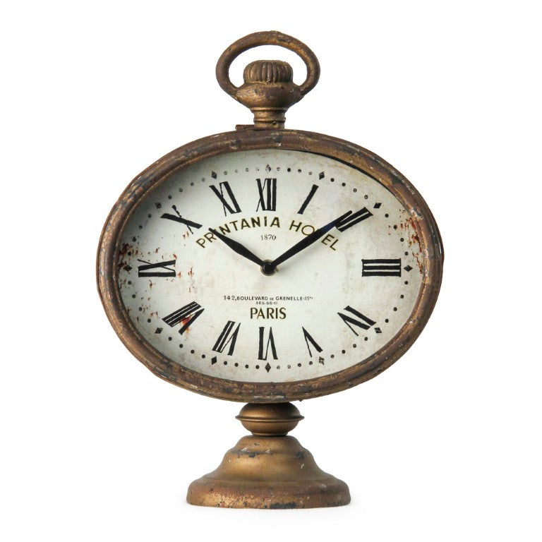 Zentique Clock Vintage-Inspired Iron Mantel Clock with Quiet Quartz Movement, Compact Elegant Accent Decor W9.5 x H13 x D4.5 PC043