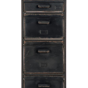 Zentique Dora Slim Drawer Cabinet — Tall 4-Drawer Vertical Storage W14×H44×D13.75, Iron Frame, Space-Saving Design PC048