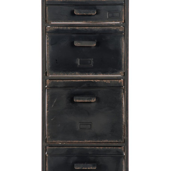 Zentique Dora Slim Drawer Cabinet — Tall 4-Drawer Vertical Storage W14×H44×D13.75, Iron Frame, Space-Saving Design PC048