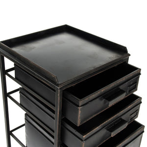 Zentique Dora Slim Drawer Cabinet — Tall 4-Drawer Vertical Storage W14×H44×D13.75, Iron Frame, Space-Saving Design PC048