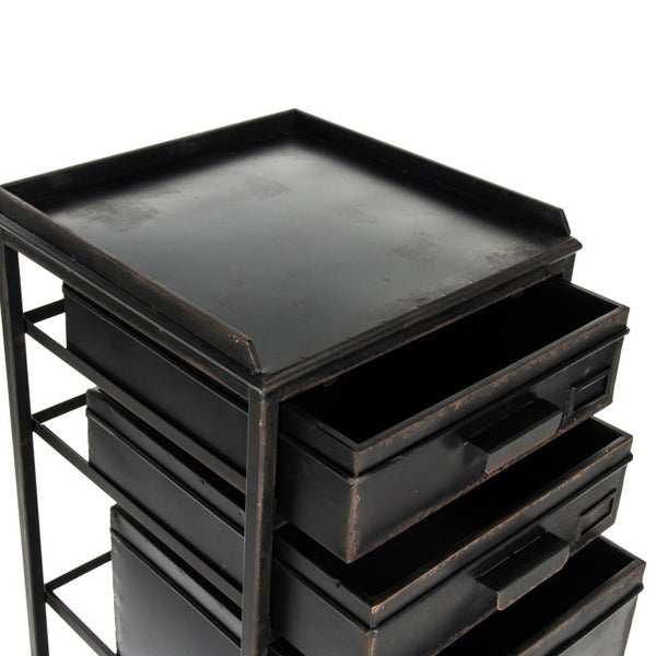 Zentique Dora Slim Drawer Cabinet — Tall 4-Drawer Vertical Storage W14×H44×D13.75, Iron Frame, Space-Saving Design PC048