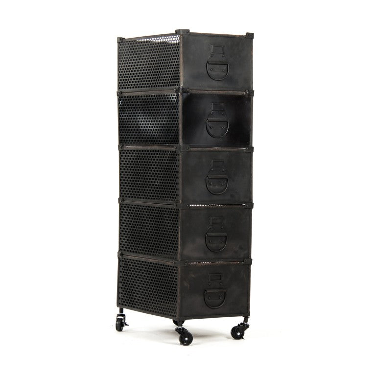 Zentique Jaim Slim Metal Storage Rack — 4-Tier Powder-Coated Iron Shelves for Narrow Spaces, Durable & Stylish PC049