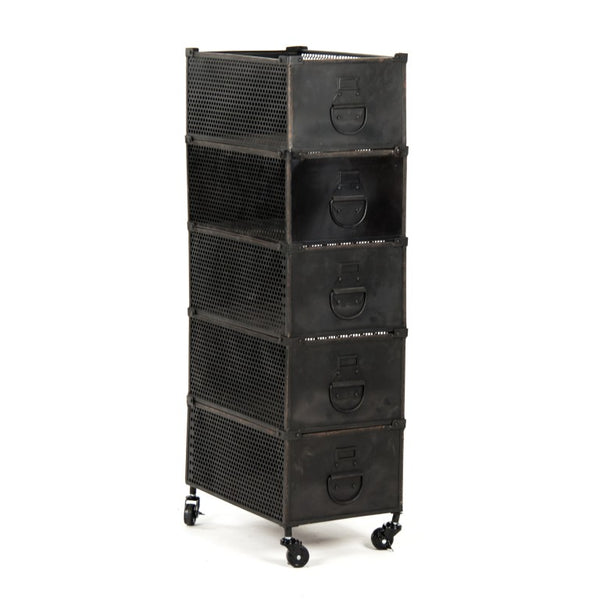 Zentique Jaim Slim Metal Storage Rack — 4-Tier Powder-Coated Iron Shelves for Narrow Spaces, Durable & Stylish PC049