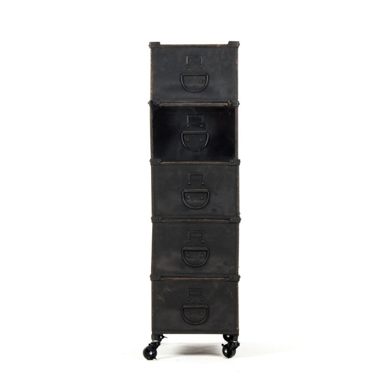 Zentique Jaim Slim Metal Storage Rack — 4-Tier Powder-Coated Iron Shelves for Narrow Spaces, Durable & Stylish PC049