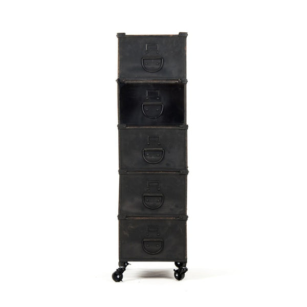 Zentique Jaim Slim Metal Storage Rack — 4-Tier Powder-Coated Iron Shelves for Narrow Spaces, Durable & Stylish PC049