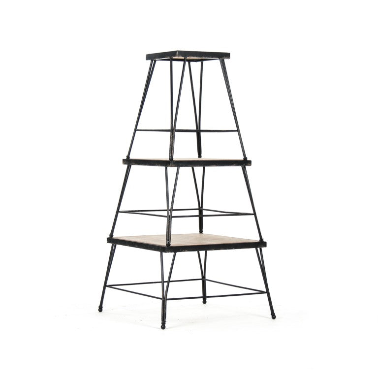 Zentique Marco Industrial Wall Shelves Set of 3 – Iron Frame with Solid Wood Boards, Compact W20.5 x H46 D20.25 PC050