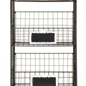 Zentique Rafael Vertical Basket Rack with 3 Removable Woven Baskets, Powder-Coated Iron Frame, Space-Saving Style PC052