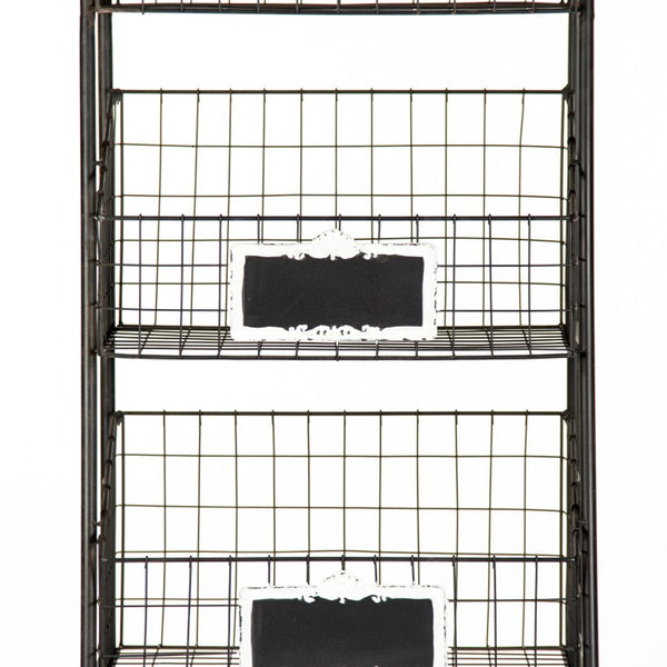 Zentique Rafael Vertical Basket Rack with 3 Removable Woven Baskets, Powder-Coated Iron Frame, Space-Saving Style PC052