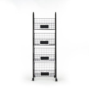 Zentique Rafael Vertical Basket Rack with 3 Removable Woven Baskets, Powder-Coated Iron Frame, Space-Saving Style PC052