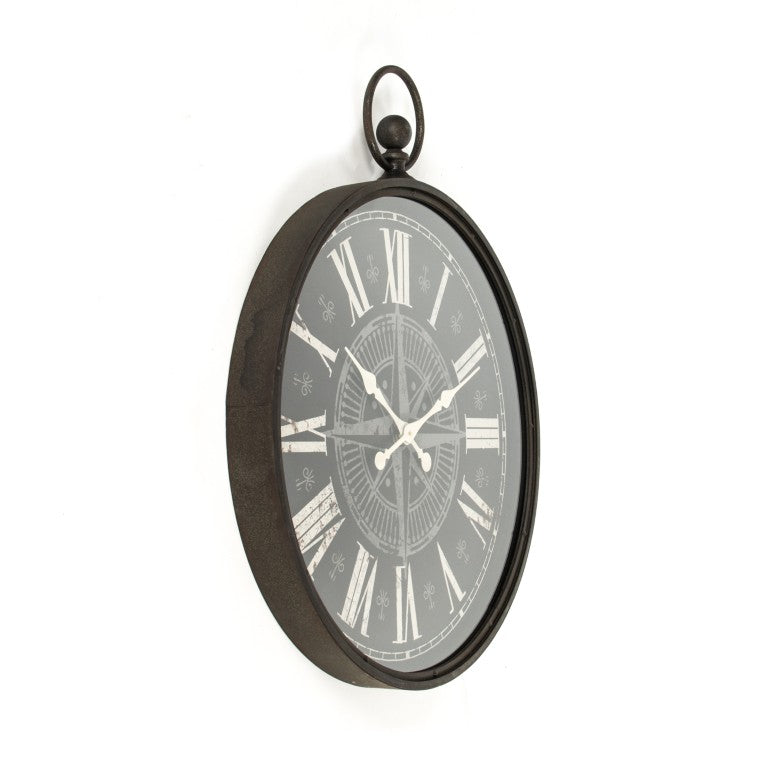 Zentique Jan Oversized Iron Clock 30x37" — Industrial Open-Face Minimalist Wall Clock for Living Rooms, Lofts, Offices PC053