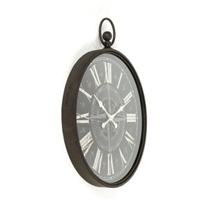 Zentique Jan Oversized Iron Clock 30x37" — Industrial Open-Face Minimalist Wall Clock for Living Rooms, Lofts, Offices PC053