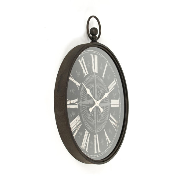 Zentique Jan Oversized Iron Clock 30x37" — Industrial Open-Face Minimalist Wall Clock for Living Rooms, Lofts, Offices PC053