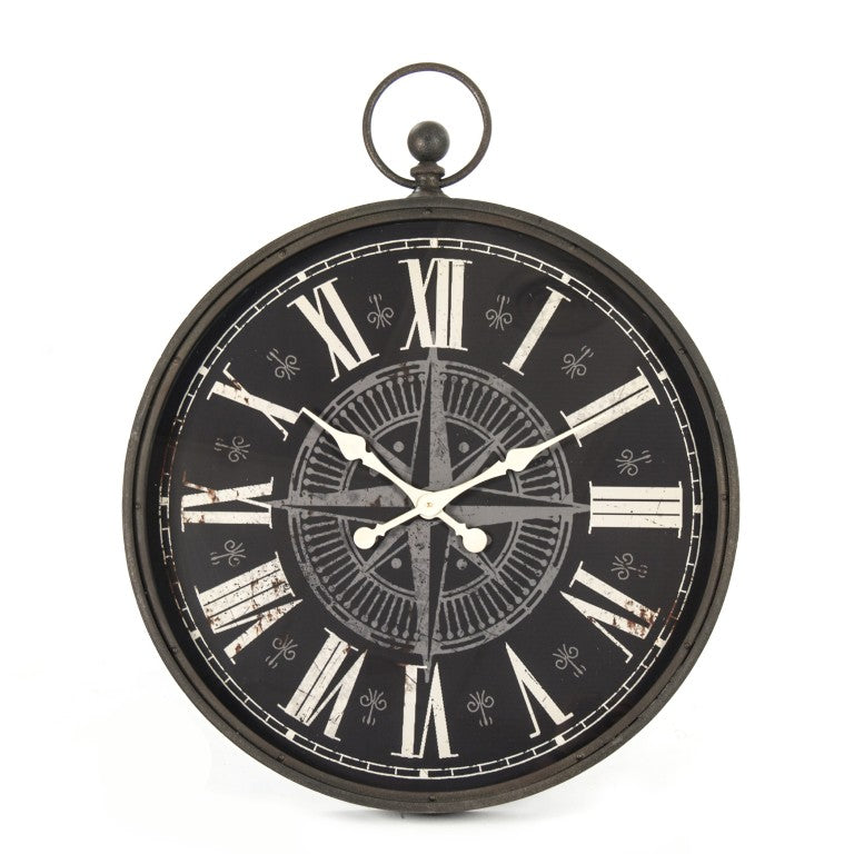 Zentique Jan Oversized Iron Clock 30x37" — Industrial Open-Face Minimalist Wall Clock for Living Rooms, Lofts, Offices PC053