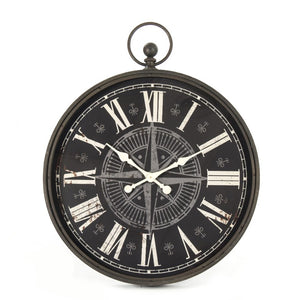 Zentique Jan Oversized Iron Clock 30x37" — Industrial Open-Face Minimalist Wall Clock for Living Rooms, Lofts, Offices PC053
