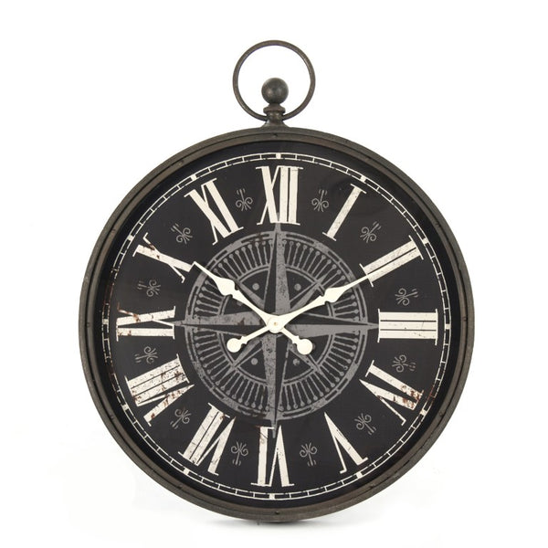 Zentique Jan Oversized Iron Clock 30x37" — Industrial Open-Face Minimalist Wall Clock for Living Rooms, Lofts, Offices PC053