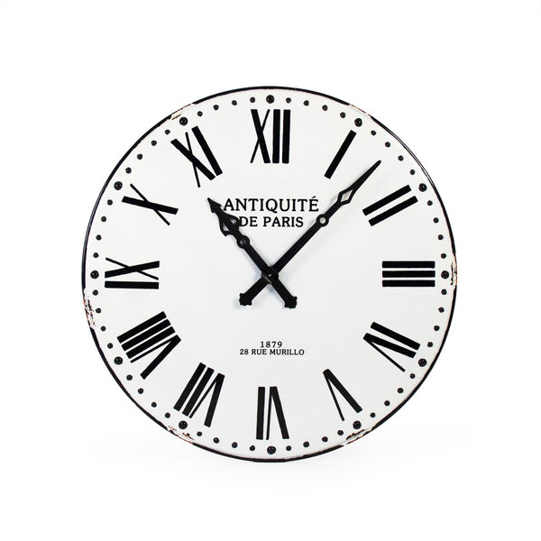 Corvin Wall Clock Distressed White with Black Numbers PC057 Zentique