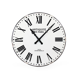 Corvin Wall Clock Distressed White with Black Numbers PC057 Zentique