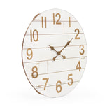 Cheval Wall Clock Dsitressed White, Light Brown PC058 Zentique