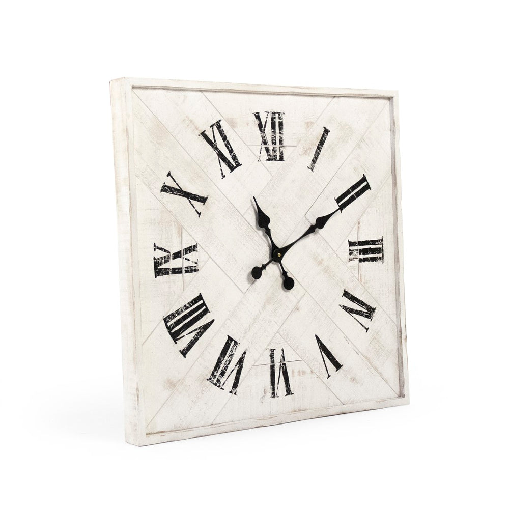 Corbett Wall Clock Distressed White with Black Numbers PC059 Zentique