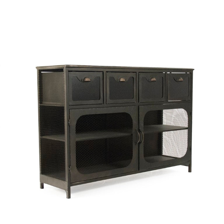 Zentique Daveny Industrial Console Table W48 x H33.5 x D14.25 – Slim Iron Entryway Table with Open Shelf and Powder-Coated Finish PC063