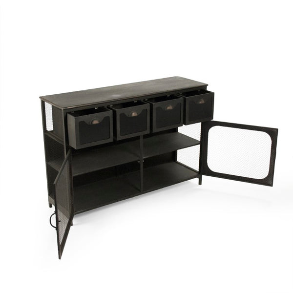 Zentique Daveny Industrial Console Table W48 x H33.5 x D14.25 – Slim Iron Entryway Table with Open Shelf and Powder-Coated Finish PC063