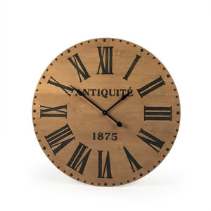 Zentique Alexis Solid Pine Wall Clock – 43.5" Minimalist Round Design, Warm Pine Finish & Quartz Accuracy PC064