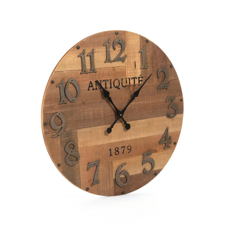 Zentique Darcy Minimalist Wall Clock — 30cm Fir Wood Face, Quiet Quartz Movement, Rustic-Modern Accent Piece PC065