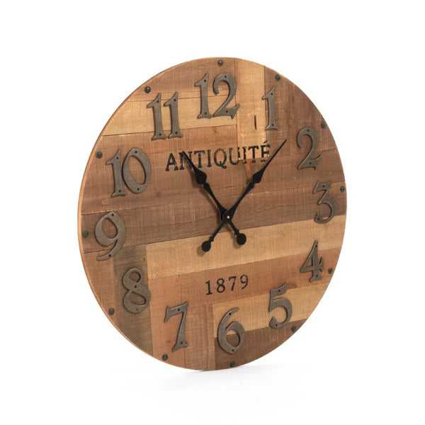 Zentique Darcy Minimalist Wall Clock — 30cm Fir Wood Face, Quiet Quartz Movement, Rustic-Modern Accent Piece PC065