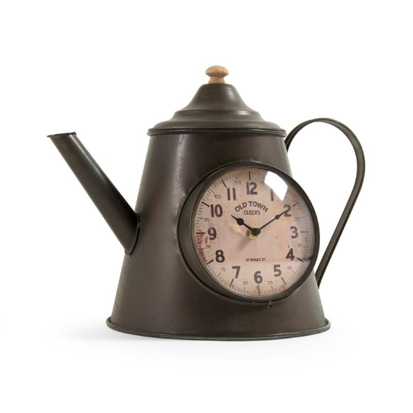 Zentique Iron Rustic Pitcher Clock with Weathered Farmhouse Finish, Freestanding Mantel Accent, Easy-Read Dial PC066