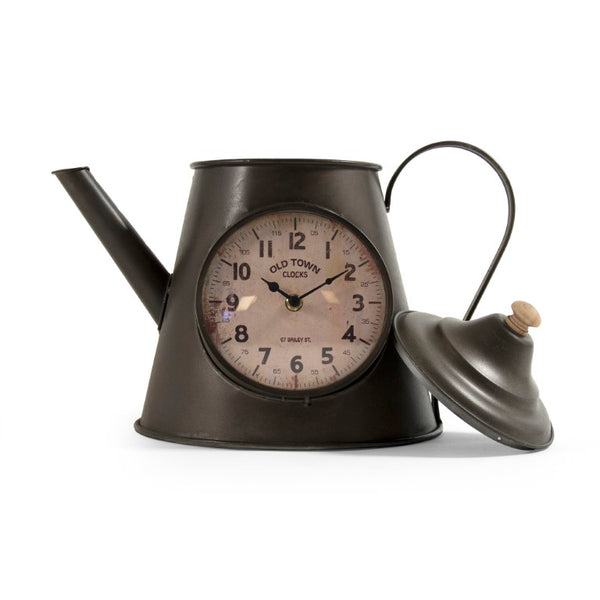 Zentique Iron Rustic Pitcher Clock with Weathered Farmhouse Finish, Freestanding Mantel Accent, Easy-Read Dial PC066