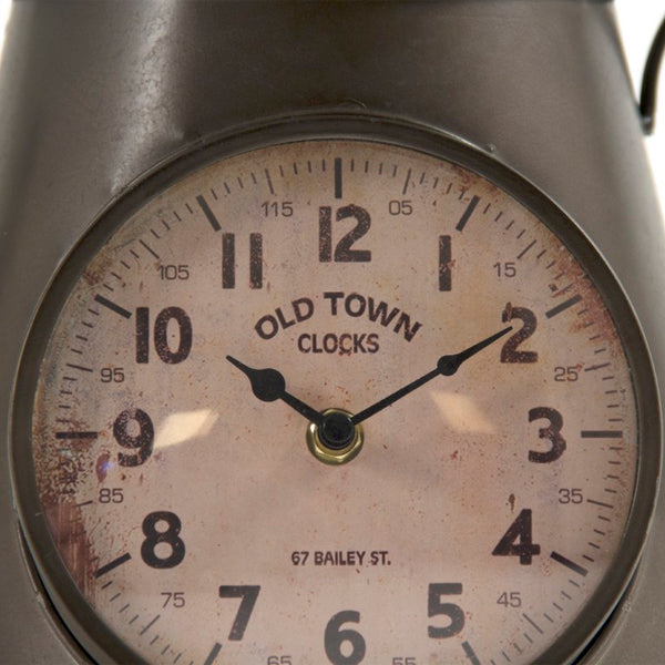 Zentique Iron Rustic Pitcher Clock with Weathered Farmhouse Finish, Freestanding Mantel Accent, Easy-Read Dial PC066