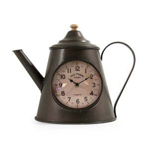 Zentique Iron Rustic Pitcher Clock with Weathered Farmhouse Finish, Freestanding Mantel Accent, Easy-Read Dial PC066