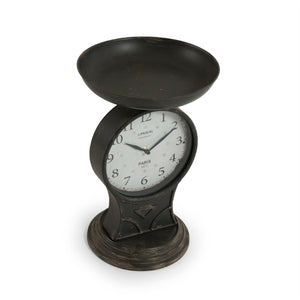 Zentique Iron Scale Clock with Matte Iron Frame & Glass Face, Antique Patina Mantel Accent for Rustic Modern Décor PC069