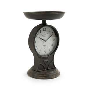 Zentique Iron Scale Clock with Matte Iron Frame & Glass Face, Antique Patina Mantel Accent for Rustic Modern Décor PC069