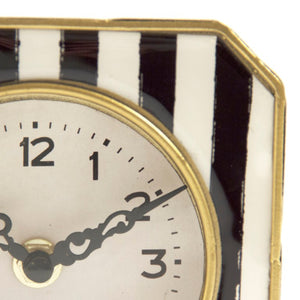 Zentique Black elegant mantel clock with gold-tone accents, compact 5" pewter-trim timepiece for modern décor White/Black Stripes PC071