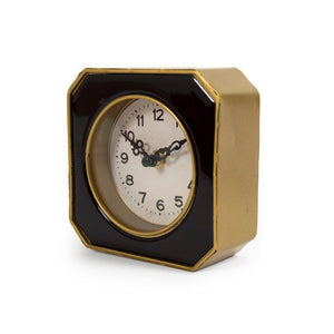 Zentique Black elegant mantel clock with gold-tone accents, compact 5" pewter-trim timepiece for modern décor Black, Gold PC072