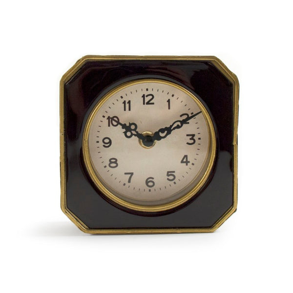 Zentique Black elegant mantel clock with gold-tone accents, compact 5" pewter-trim timepiece for modern décor Black, Gold PC072