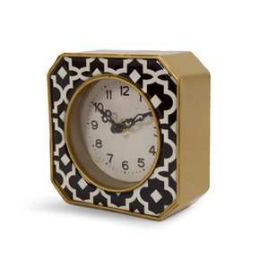 Zentique Black elegant mantel clock with gold-tone accents, compact 5" pewter-trim timepiece for modern décor Black/White pattern PC073