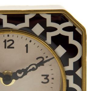 Zentique Black elegant mantel clock with gold-tone accents, compact 5" pewter-trim timepiece for modern décor Black/White pattern PC073