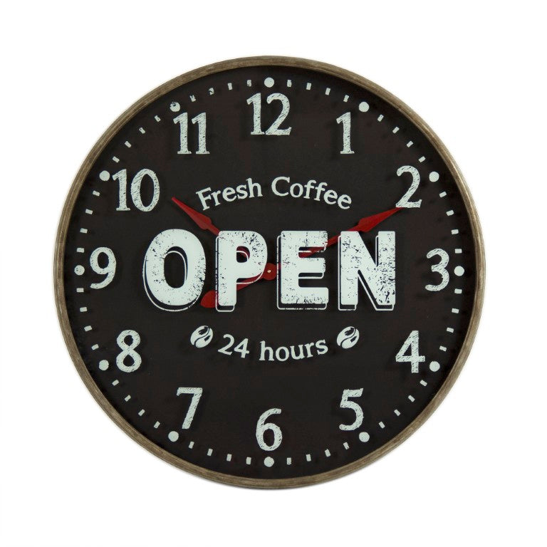 Zentique Iron Wall Clock — Industrial 35½" Metal Frame with Glass Face, Minimalist Dial, Durable Finish PC075
