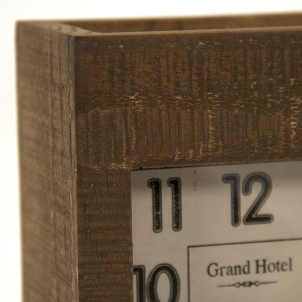 Zentique Wooden Rustic Mantel Clock with Glass Face, Iron Accents & Quartz Movement for Farmhouse Decor (96 characters) PC076