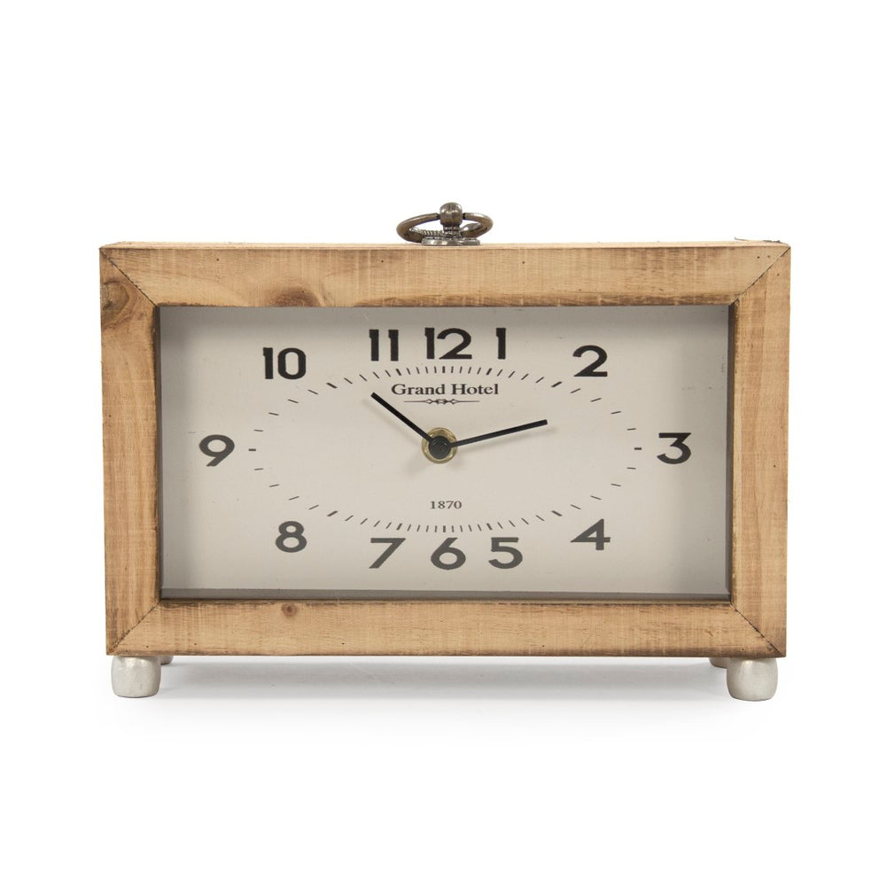 Wooden Box Clock Brown, White PC077 Zentique