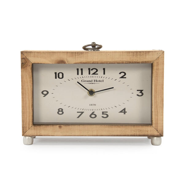 Wooden Box Clock Brown, White PC077 Zentique