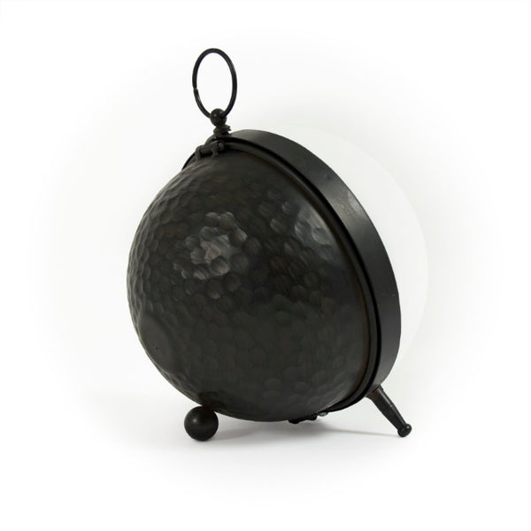 Zentique Round Iron Clock — Industrial-Classic Tabletop Timepiece with Sturdy Iron Frame and Clear Glass Face, Compact Design W7 x H8.25 x D7 PC080