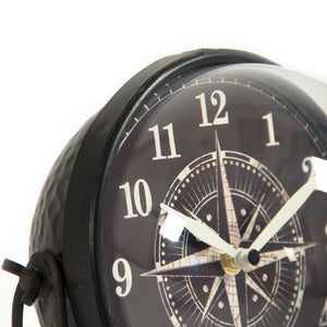 Zentique Round Iron Clock — Industrial-Classic Tabletop Timepiece with Sturdy Iron Frame and Clear Glass Face, Compact Design W8 x H8 x D8 PC081