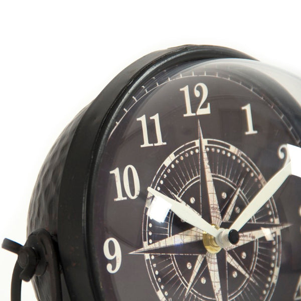 Zentique Round Iron Clock — Industrial-Classic Tabletop Timepiece with Sturdy Iron Frame and Clear Glass Face, Compact Design W8 x H8 x D8 PC081