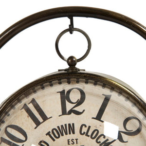 Zentique Iron Industrial Clock with Glass Face — Compact, Durable Metal Timepiece for Mantels, Shelves, Desks W9.25 x H12 x D6 PC082